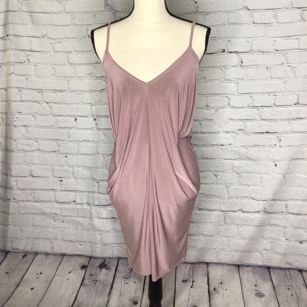 Boohoo Night Dusty Rose Slinky Body Con Spaghetti Strap Dress 8